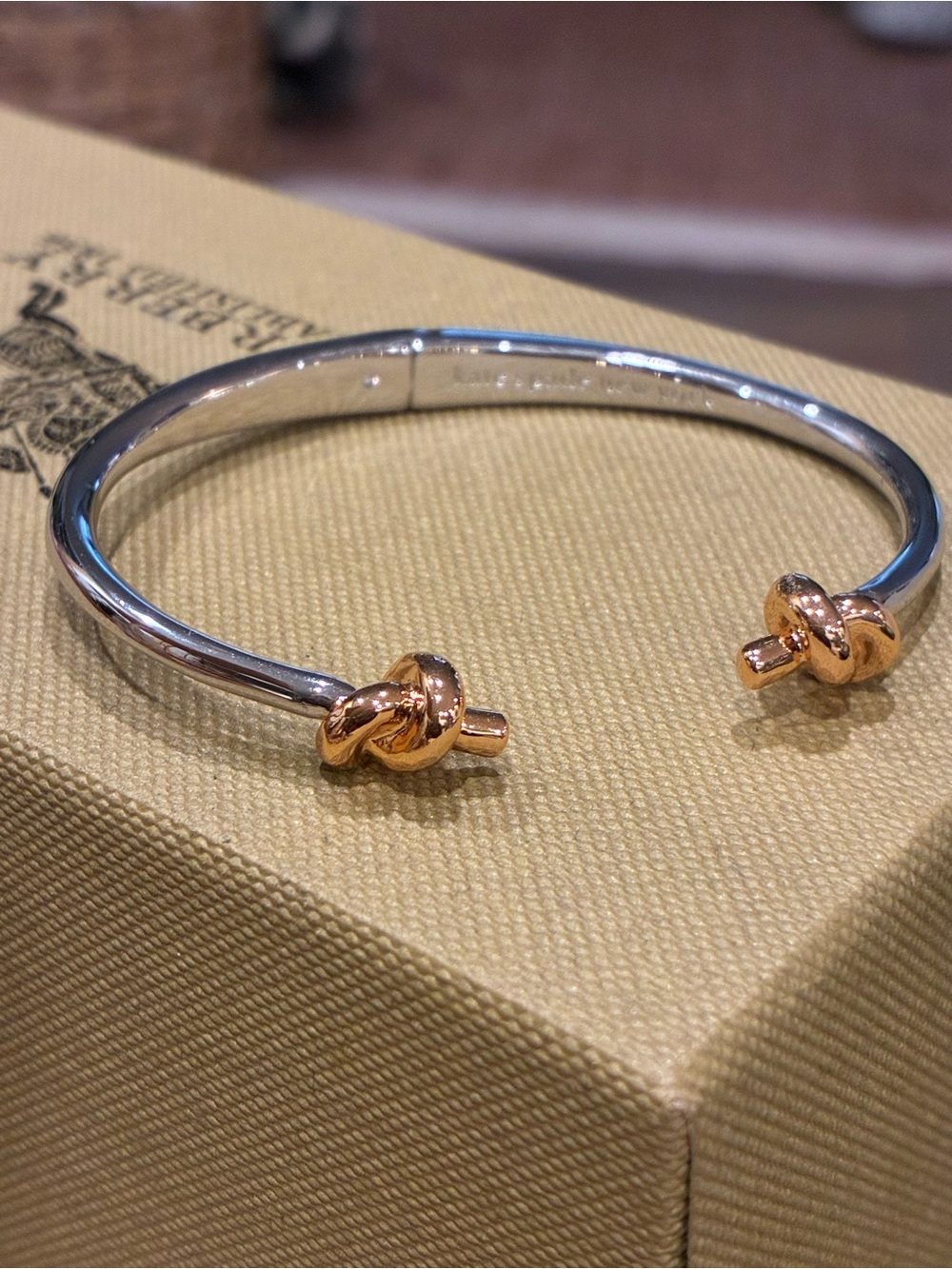 Kate Spade Two-Tone Knot Open Cuff Bracelet - Silver & Rose Gold